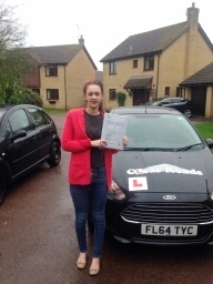 Passed her driving test on 14th November 2014